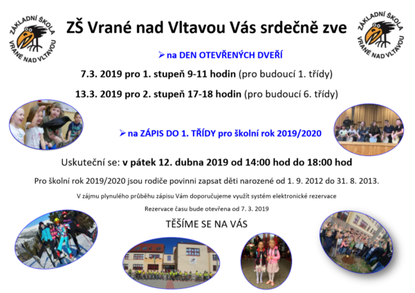 Zápis do 1. třídy a dny otevřených dveří
