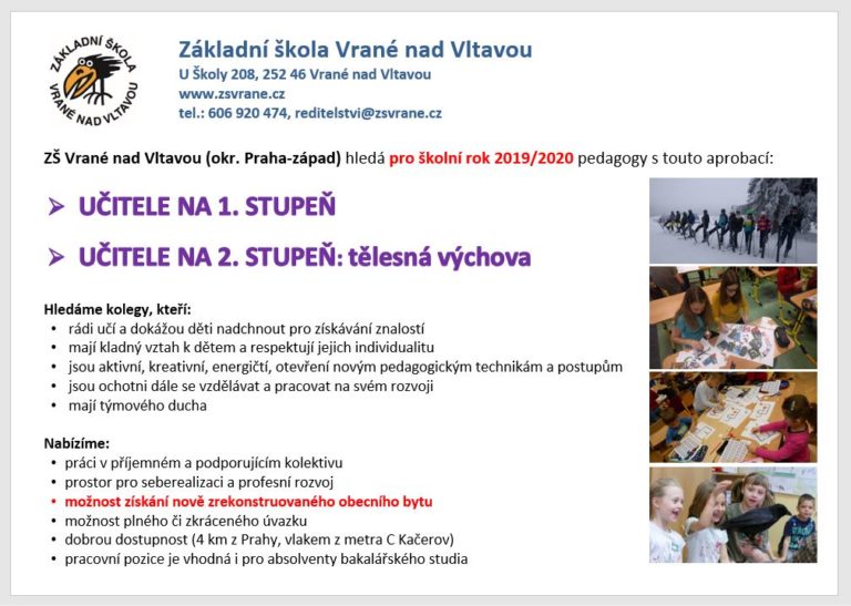 Volné místo – učitel/ka 1. a 2. stupně (tělesná výchova)