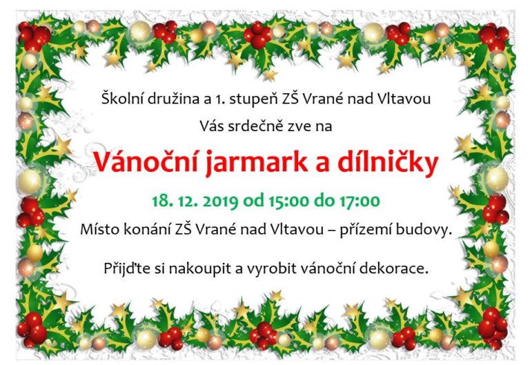 Srdečně Vás zveme na Vánoční jarmark a dílničky