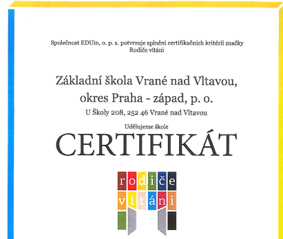 Certifikát Rodiče vítáni