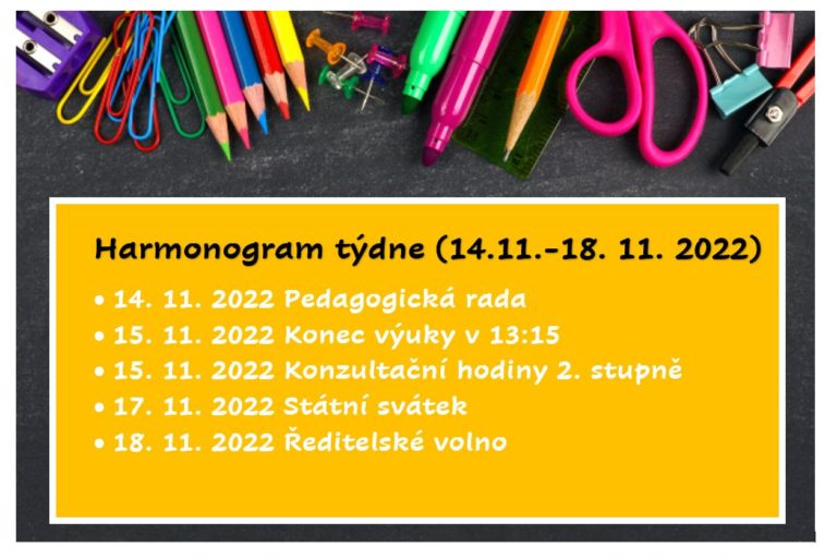 Harmonogram týdne (14. 11.-18. 11. 2022)